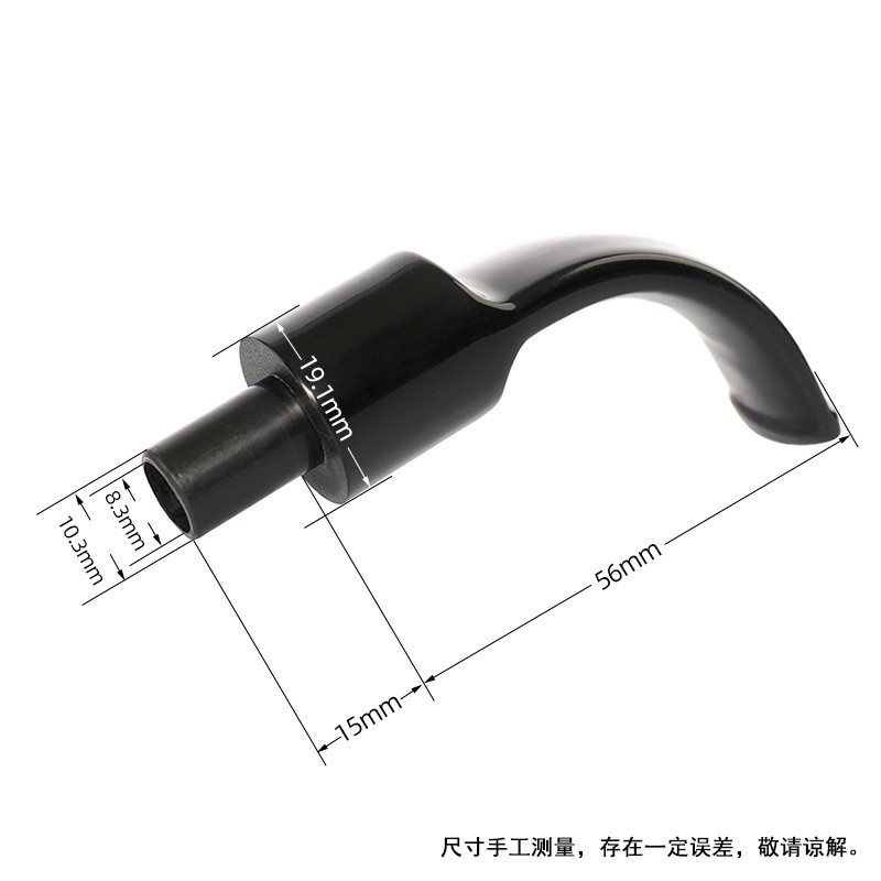 Black Acrylic Smoking Pipe DIY Replacement 9mm Bent Tobacco Pipe Mouthpiece Accessory