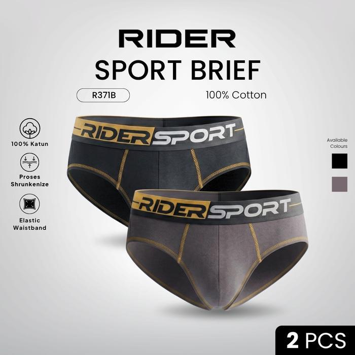 Rider Sport Brief Celana dalam pria sport brief katun elastis model rider box isi 2 warna abu-abu uk