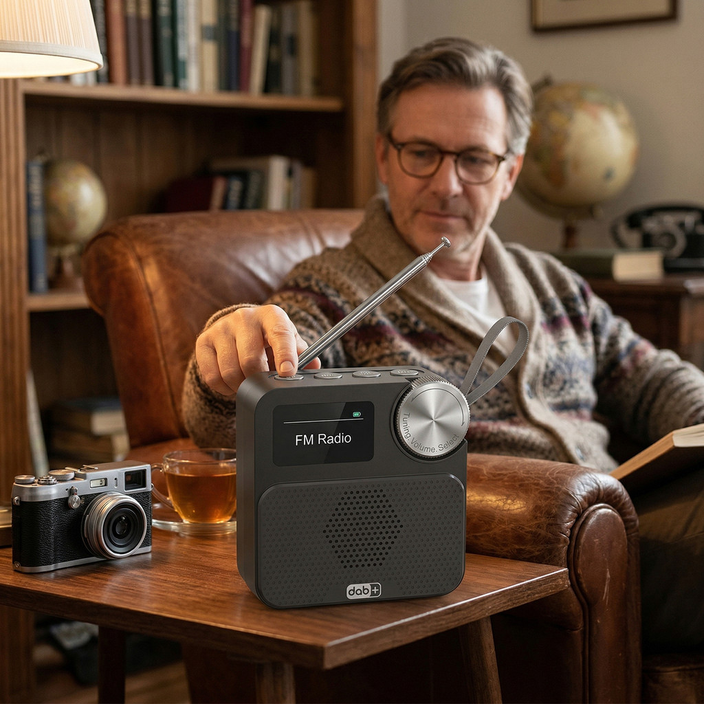 BT Internet FM Radio Rechargeable Digital Radio Built-in Battery Portable FM Radio with 1.47inch