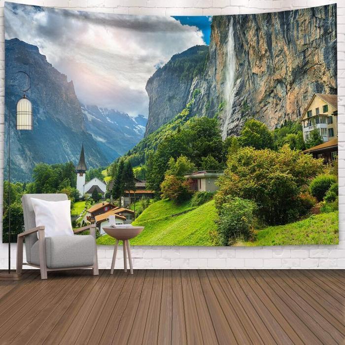 Kain Latar Belakang Hutan, Kain Dekorasi Dinding, Permadani, Mural Dekorasi Rumah, Kain Gantung