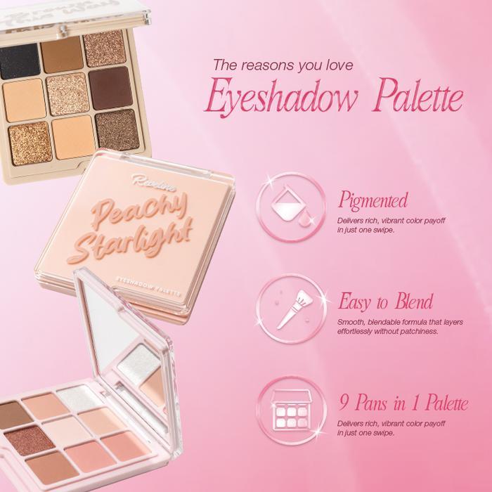 Promo Reveline Eyeshadow Palette Make Up Pallete Pink Blossom Peachy Brown Glitter Creamy Terlaris