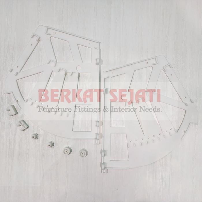 Organizer Engsel / Rel Rak Sepatu Putar 3 Tiga Susun Sekat Plastik Putih Modern
