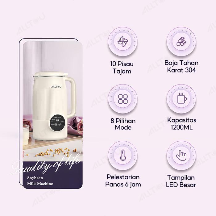 kitamani200 Alltou Mesin Susu Kedelai 1200Ml Soya Bean Machines Soy Milk Maker Multifungsi Mesin