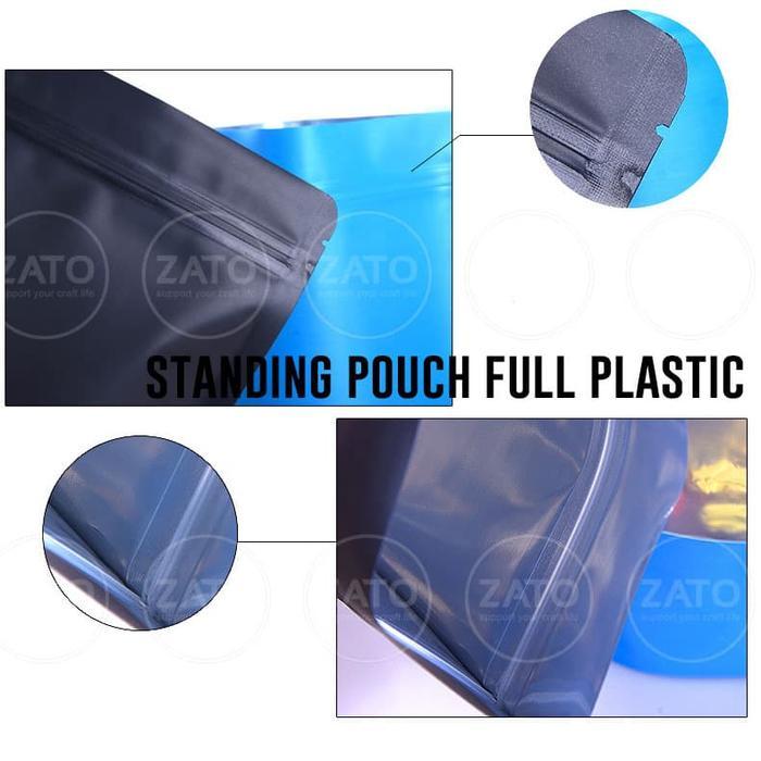 18X26 - 50 Pcs Black Standing Pouch Full Plastic - Kemasan Packaging Bungkus Standing Pouch Zatopack