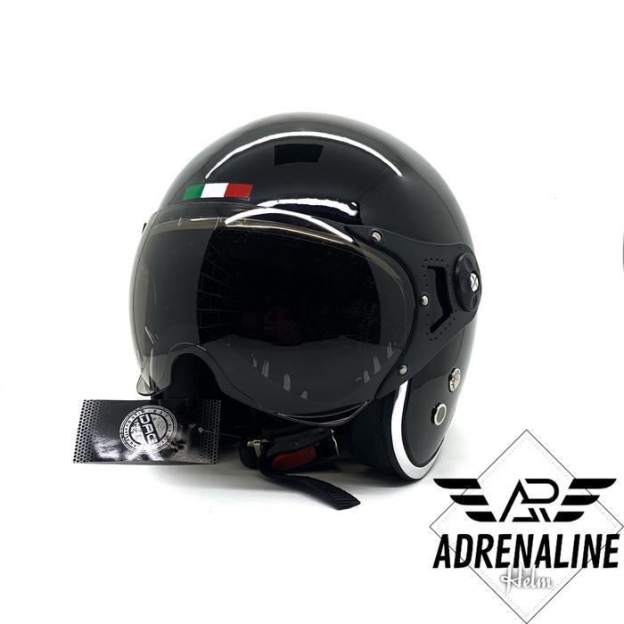 Helm Dag Pilot Italy Black Lis Chrome Ori