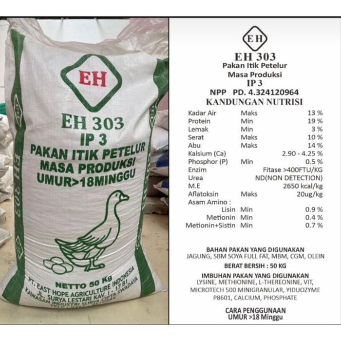 READY TERLARIS EH 303 Pakan Jadi Bebek Petelur 50kg Protein Tinggi