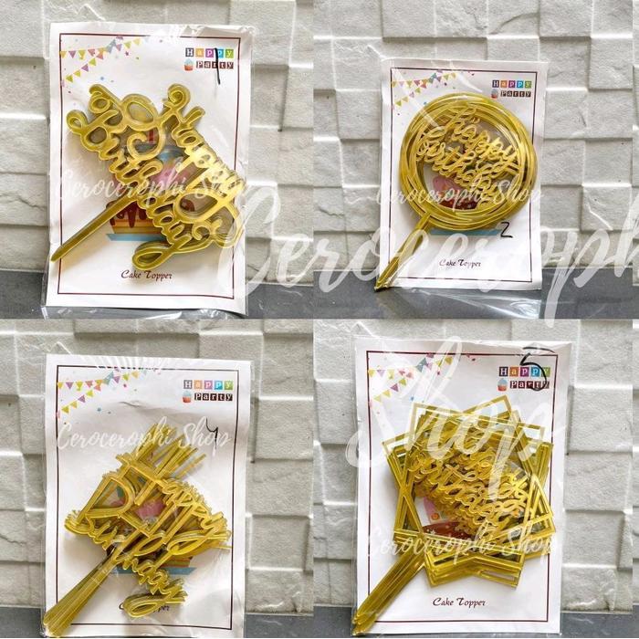 [GROSIR] CAKE TOPPER KUE HBD HAPPY BIRTHDAY ULTAH ACRYLIC AKRILIK 10 PCS