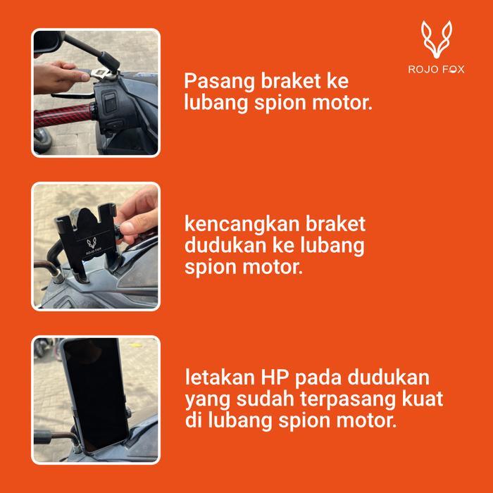 PRODUK TERBATAS ROJO FOX Holder HP Motor Waterproof & Anti Maling Adjustable Besi Phone Holder Motor