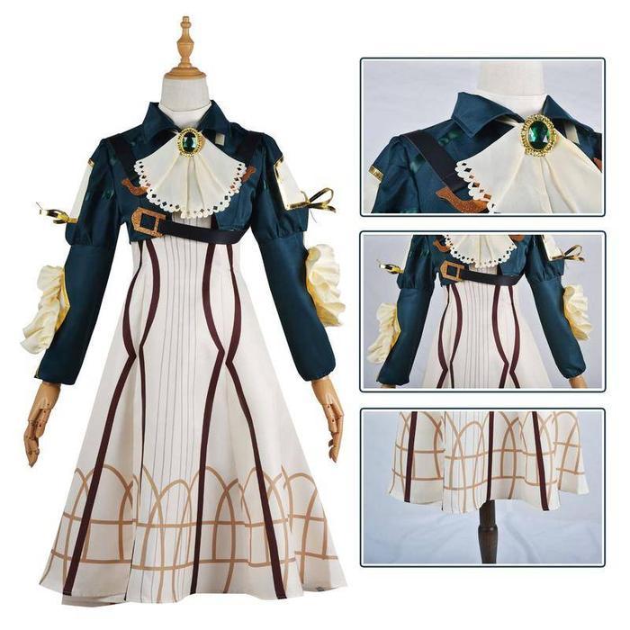 CUCI GUDANG Wetrose Violet Evergarden Violet Cosplay Costume Kostum Dress Set