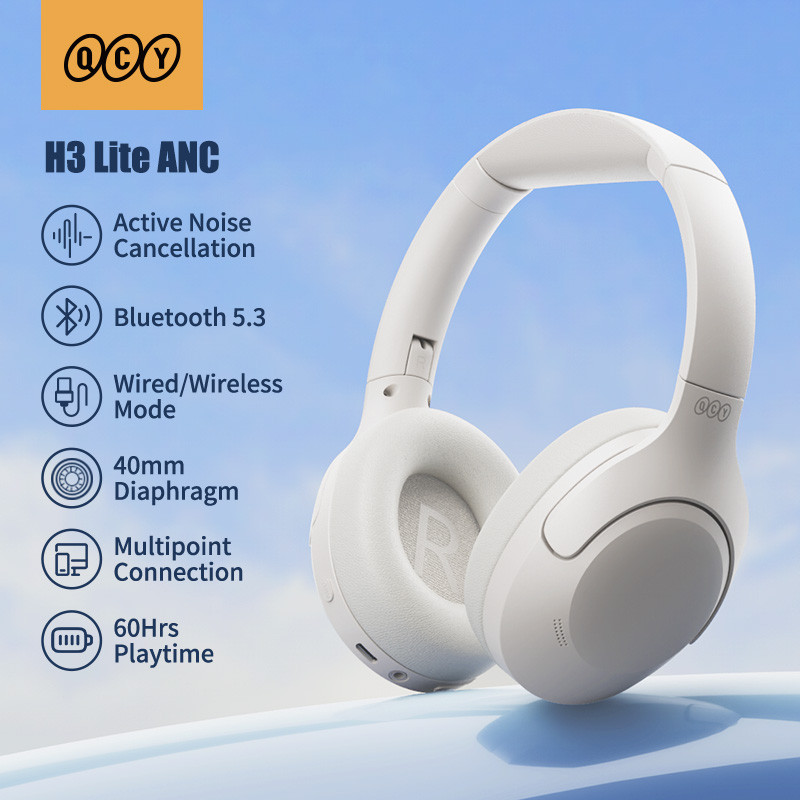 QCY H3 Lite ANC Wireless/Wired Headphones Bluetooth 5.3 Foldable Over Ear Headset HIFI Sound 60H