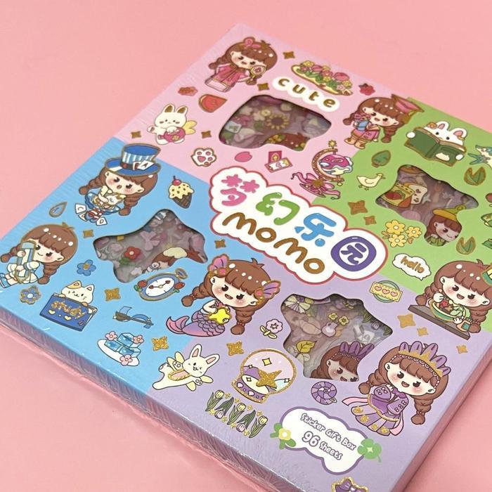 STIKER MOMO RAINBOW ( ISI 100pcs) 4 WARNA / STIKER MOMO MIX WARNA WATERPROOF