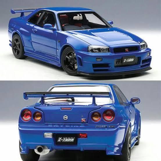 1/18 AUTOART NISSAN SKYLINE R34 ZTUNES BLUE DIECAST MINIATUR NO KYOSHO