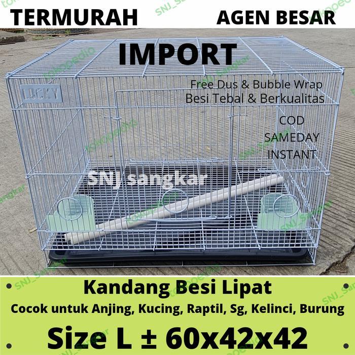 TERLARIS Import 60x40 size L Sangkar Kotak Besi Lipat Umbaran Ternak Kandang Besi Lipat Ternak merk