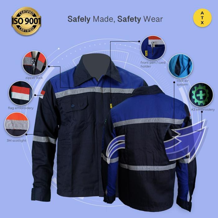 Wearpack Atasan Safety Kemeja Safety Wearpack Kerja Kombinasi Benhur Navy Model Airflow Ukuran M Kem