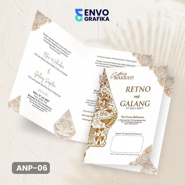 Promo [200Pcs] Undangan Pernikahan Elegant Custom Undangan PernikahanAesthetic Tema Wayang Undangan
