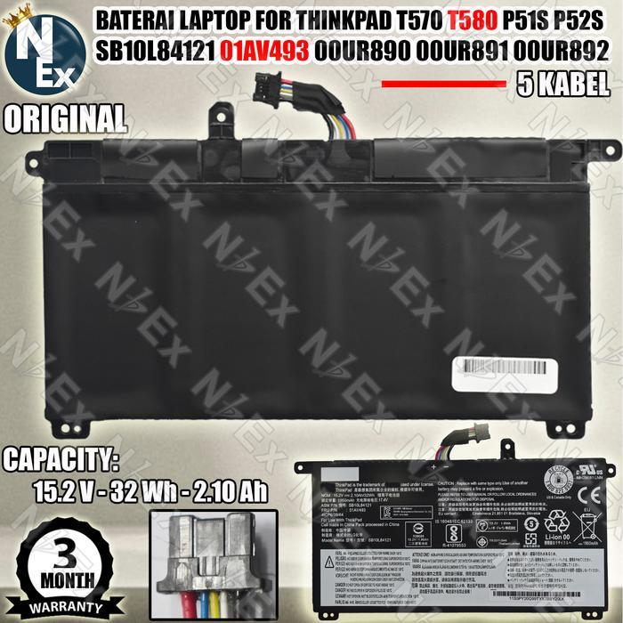 Baterai Laptop For Thinkpad T570 T580 P51S P52S Sb10L84121 01Av493 00Ur890 00Ur891 00Ur892 Original