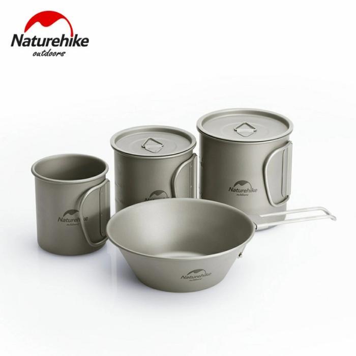 Gelas Naturehike Nh20Cj005 Titanium Cup 20Cj Cangkir Titanium Camping
