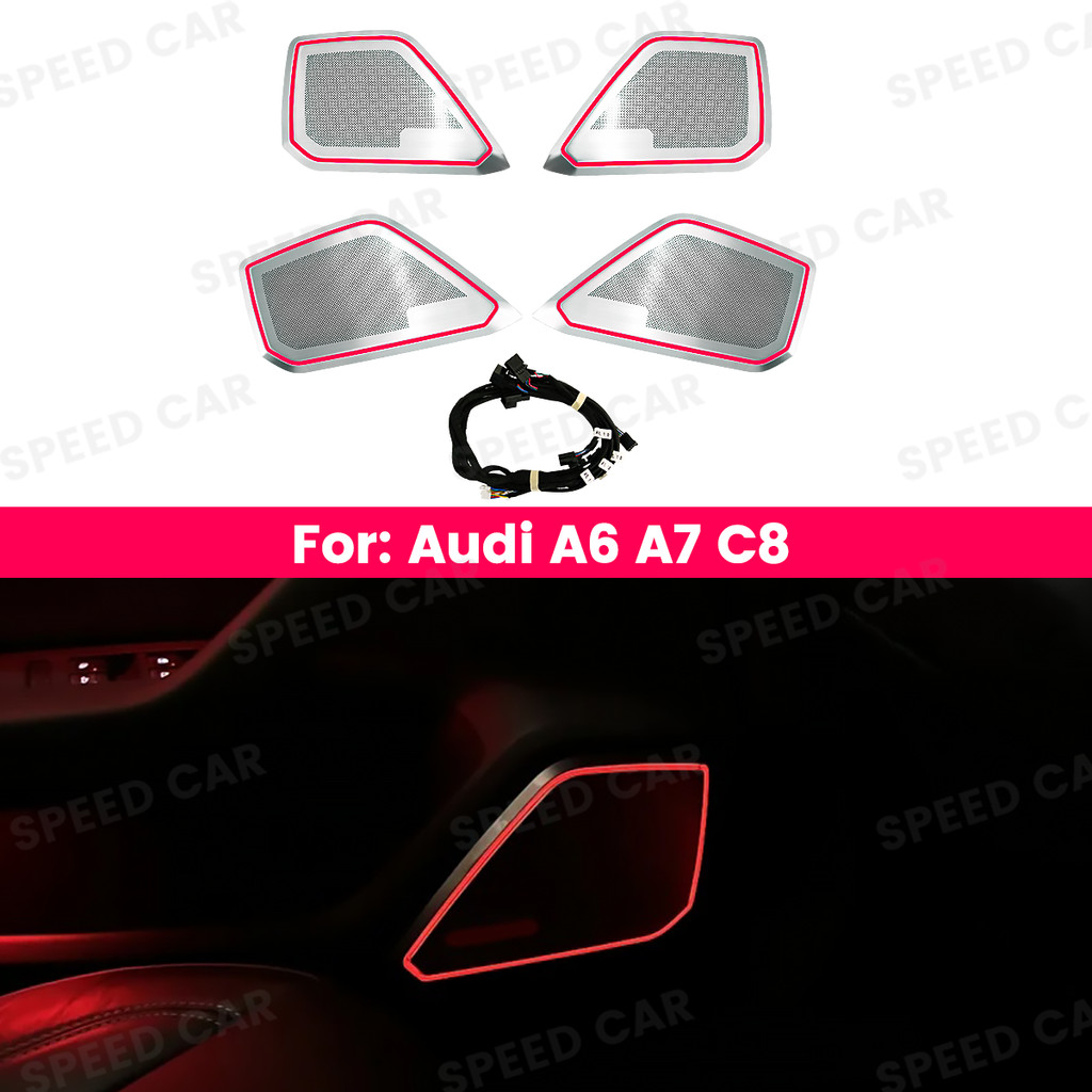 32 Colour Car LED Speaker Cover For Audi A6 A7 C8 RS6 RS7 Auto Door Horn Cover Decorative Interior