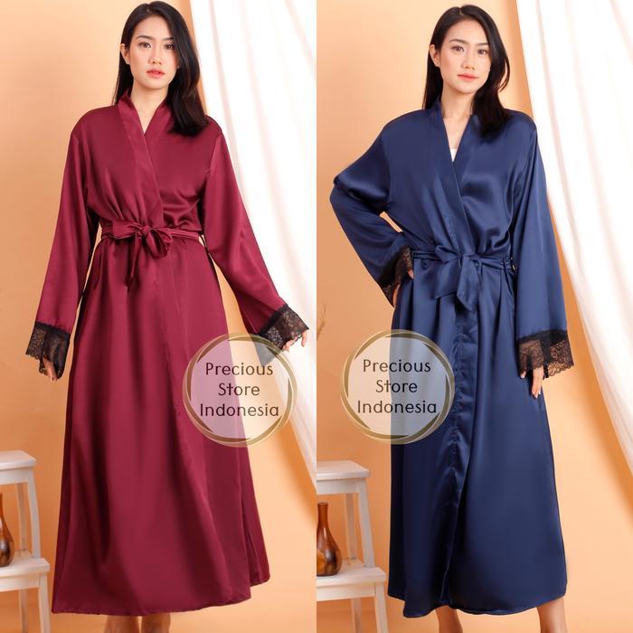 Kimono Silk Satin Bride Panjang Make Up Muslimah Long Premium Venya Tbk