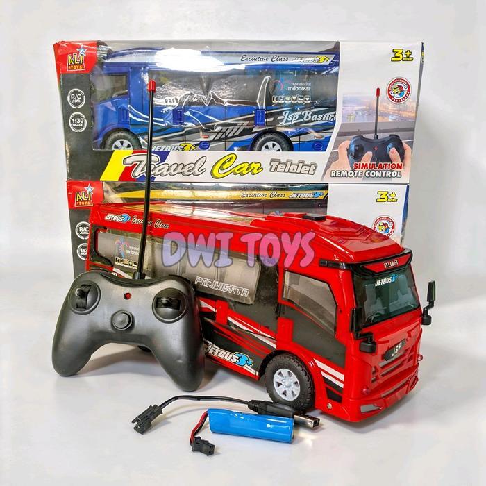 Mainan Mobil Remote Control Bus Elf Travel Basuri Baterai Cas Mainan Rc Bus Elf dengan Kontrol Jarak