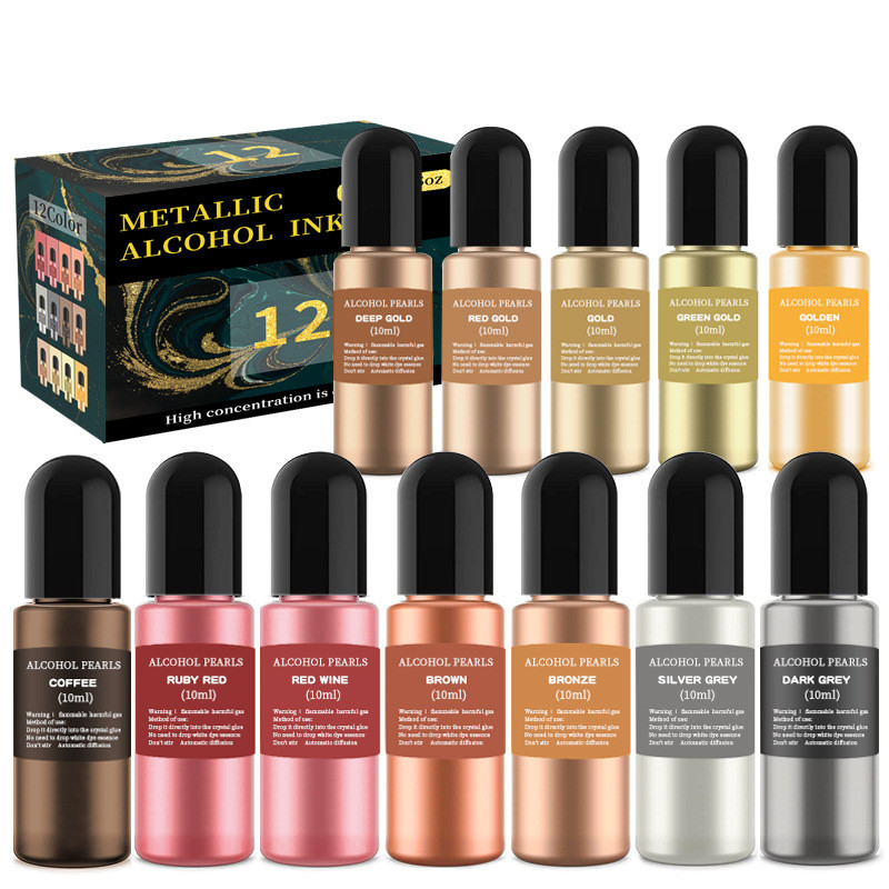 1 Set Art Ink Alcohol Resin Pigment Set Liquid Colorant Dye Ink Diffusion For UV Epoxy Resin DIY