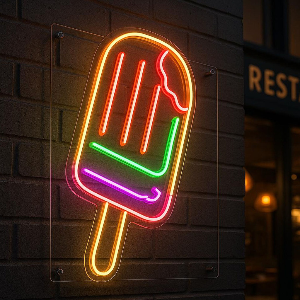Popsicle Neon Sign,Ice Cream LED Neon Sign,Gift for Ice Cream Shop,Big Size Dessert Shop Sign,Cafe