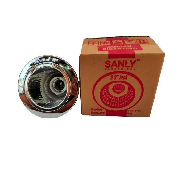 Fitting Downlight Plafon 3.5 Inch Warna Chrome Silver Cocok untuk Bohlam LED Philips Hannochs