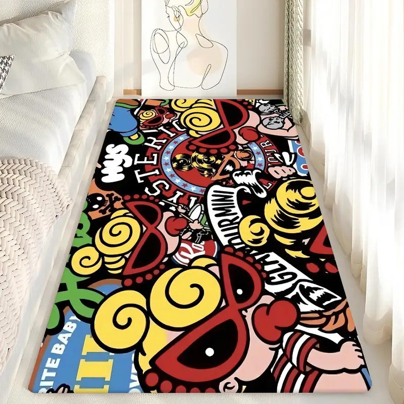 VIKAMA Japanese Fashion Hysteric Mini Rug, Non-Slip Bath Mat, Kids' Room & Bedroom Decor, Living