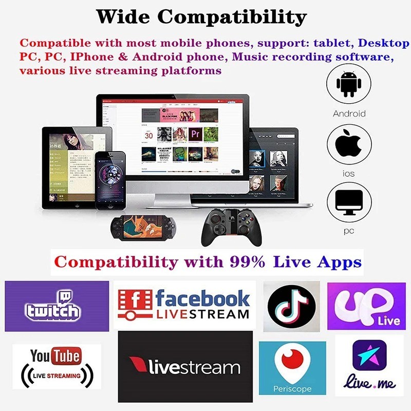 Professional Audio Mixer, K300 Live Sound Card and Audio Interface Sound Board with Multiple DJ