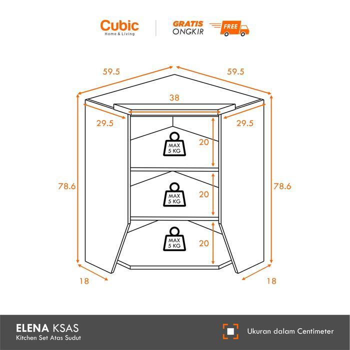 Cubic Kitchen Set Sudut Minimalis / Rak Atas Lemari Dapur / ELENA KSAS