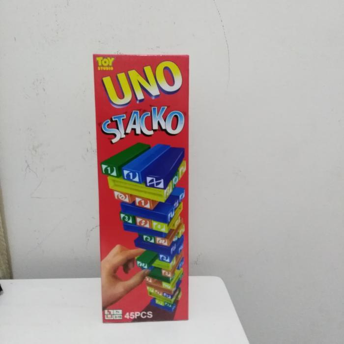 Sale Board Game Uno Stacko Plastik / Permainan Balok Susun Edukasi 45Pcs