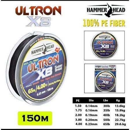 Senar Pe Benang Pe Hammer Head Ultron X8 150M Black Tali Senar Pancing #Gratisongkir
