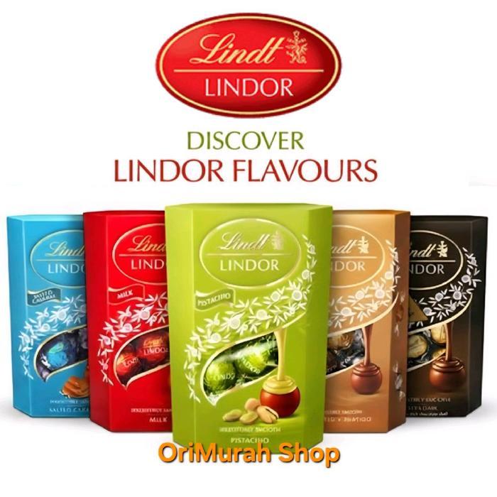 Coklat Lindt Lindor Chocolate Milk Assorted Pistachio Dark Cokelat Truffle Box Cornet Premium Swiss