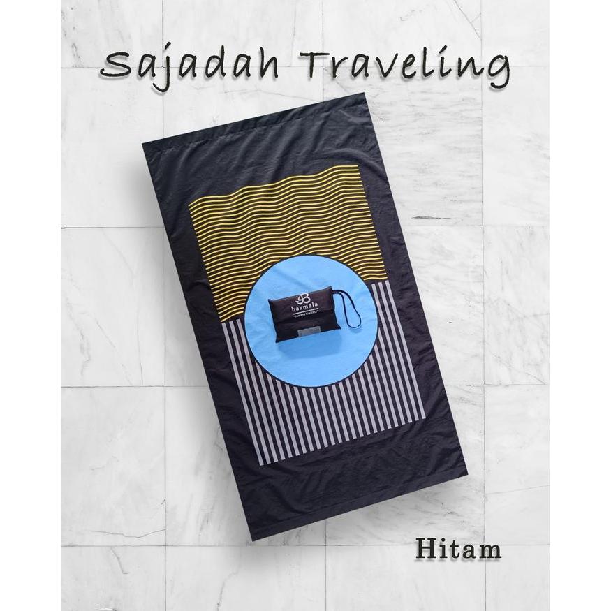 Sajadah Traveling Pouch Sajadah Dompet Anti Slip 60 x 110 cm - HitamCircle, 60 x 110