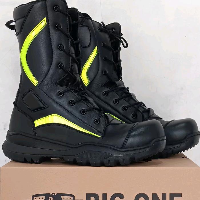 Sepatu Pdl Damkar terbaru damkar kulit asli Boots Sepatu Shoes Damkar List Hijau Stabilo