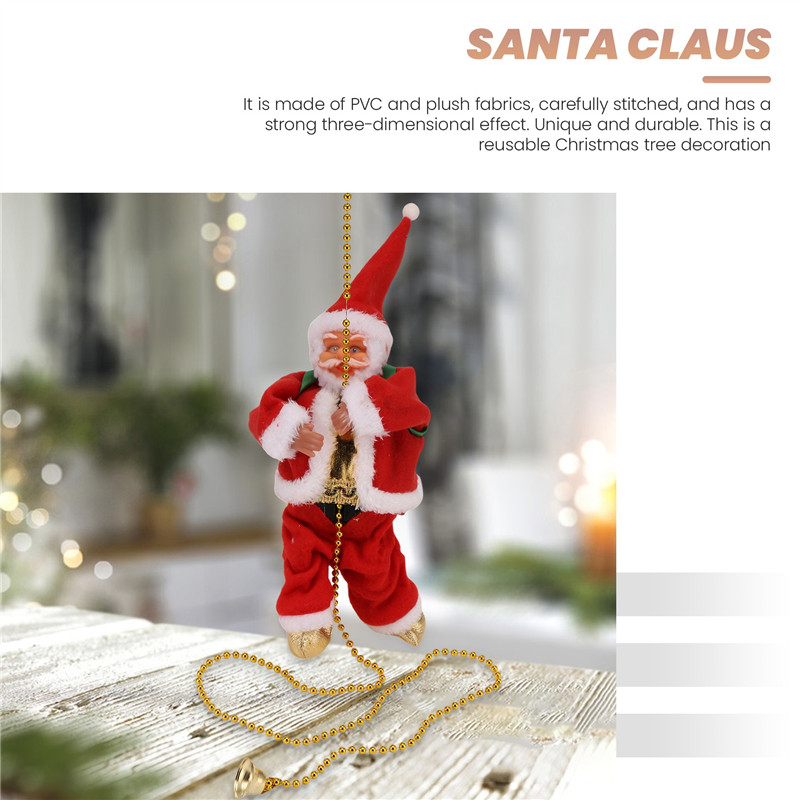 BAAY Santa Claus Climbing On Rope Decoration Electric Automatic Plush Dolls Toys For Home Wall