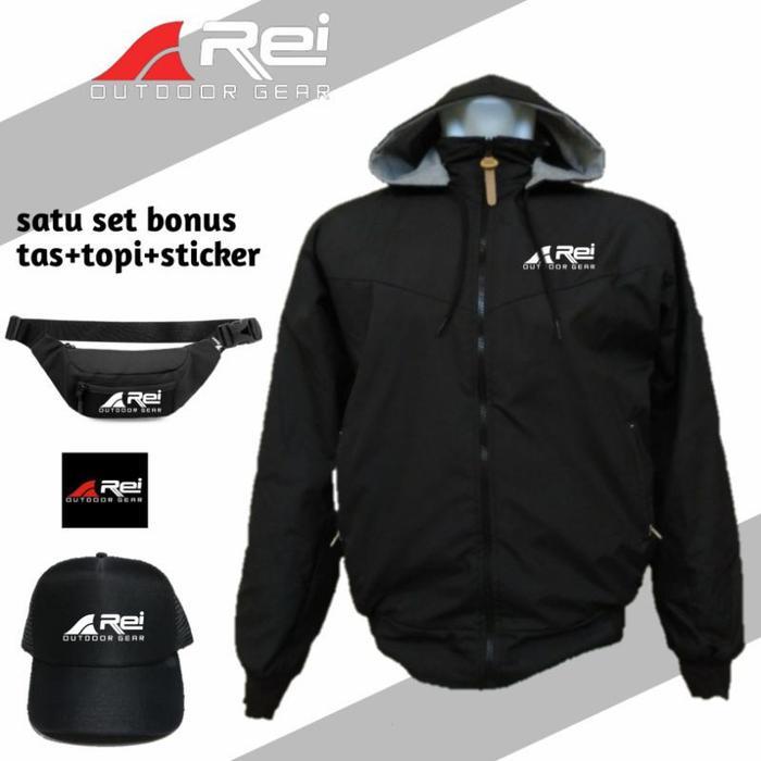 READY JAKET PARASUT OUTDOOR REI WATERPROOF JAKET PERIA WANITA BONUS TAS&TOPI