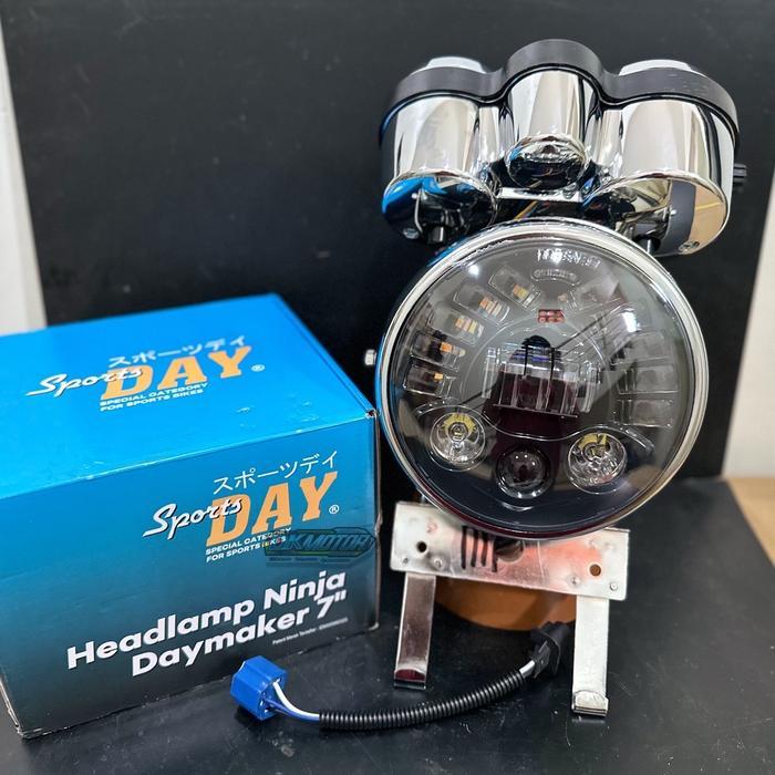 TERMURAH LAMPU DEPAN DAYMAKER 7INCH NINJA SS R CROM KROM SET SPIDOMETER IMPORT PNP SHOCK SKOK TIGER