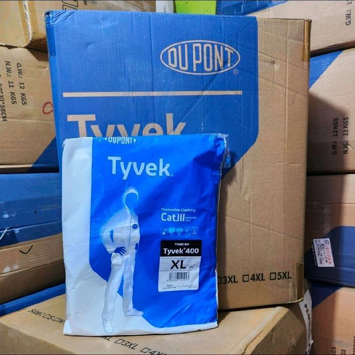 APD HAZMAT TYVEK Baju Pelindung Sekali Pakai Bahan Tyvek Ukuran S BAJU APD HAZMAT TYVEK DUPONT 400 -
