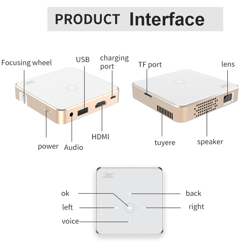 Smartldea New Mini dlp HD Projector support 1080p build in Battery Capacity wired Phone Mirroring