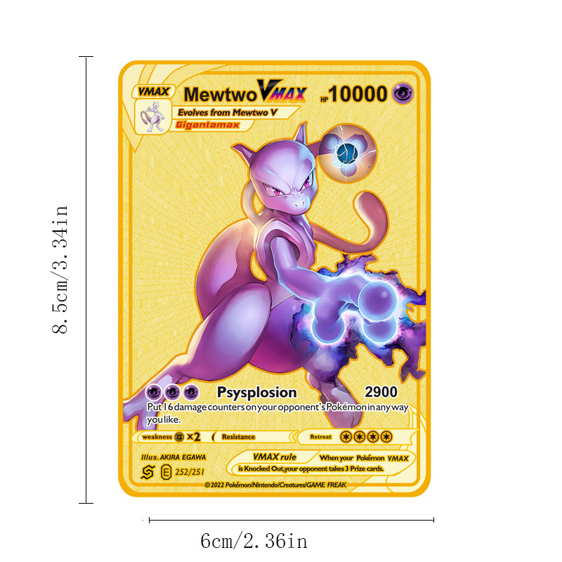 2026 NEW Pokemon Metal Card 10000 Points Arceus Charizard Super Card Golden English Mewtwo Vmax GX