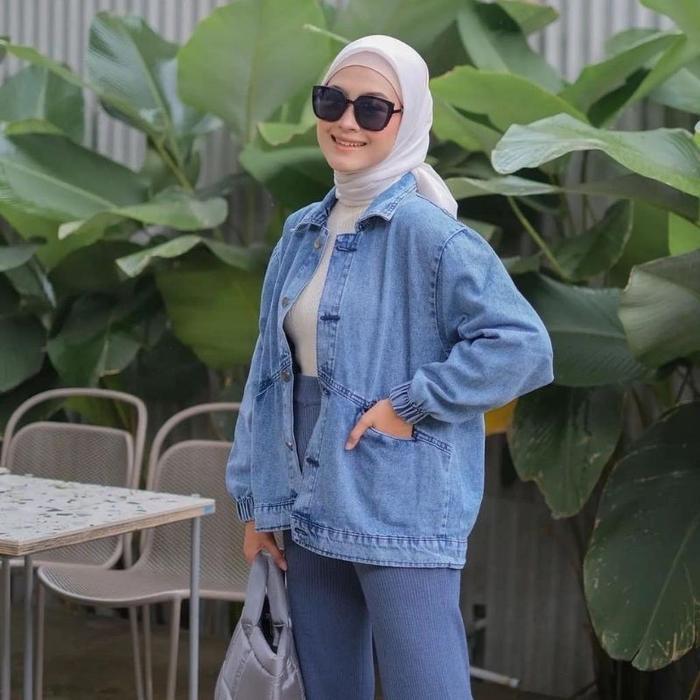 Promo Jaket Jeans Wanita Oversize Jaket Levis Vintage Kekinian Korean Style Denim Terlaris