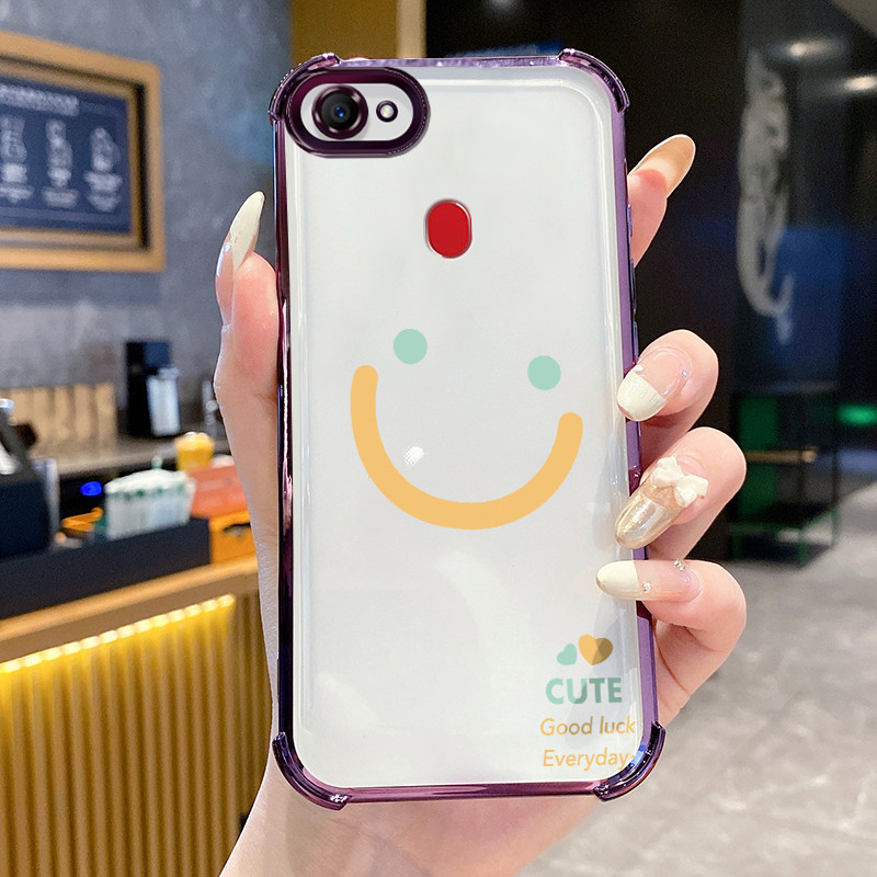 Casing Hp untuk OPPO F7 Case Casing Garis kematian senyum tas emoji pola Cesing HP Kesing empat Anti