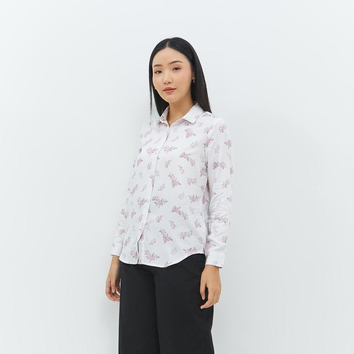 Geela Tatum Kemeja Wanita Motif Bunga Pink Lengan Panjang Katun Rayon Tatum Flower Pink Shirt (G.116