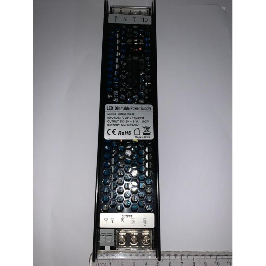 Driver LED Dimmable 100W 12V Slim Aluminium untuk Strip LED dan Lampu DC