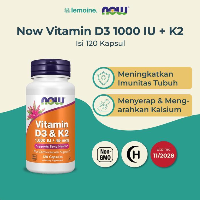 Now Vitamin D3 1000 dan K2 45mcg Vitamin D3 K2 120 Kapsul