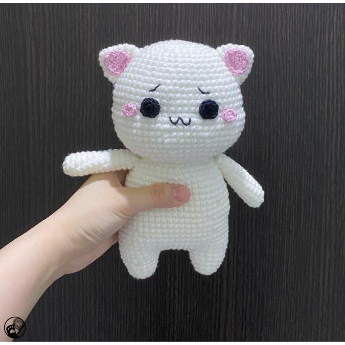 Kucing Mochi Cat Peach + Goma Boneka Rajut Amigurumi Handmade Large - Peach Cat