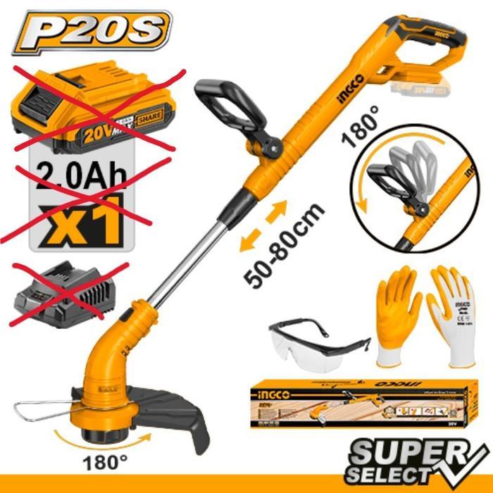 Mesin Potong Rumput Cordless 20V Baterai untuk Taman - Set Lengkap