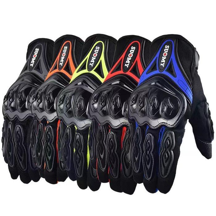 Sarung Tangan Balap Trail Motocross Touring Layar Sentuh dengan Protektor - Hitam, M