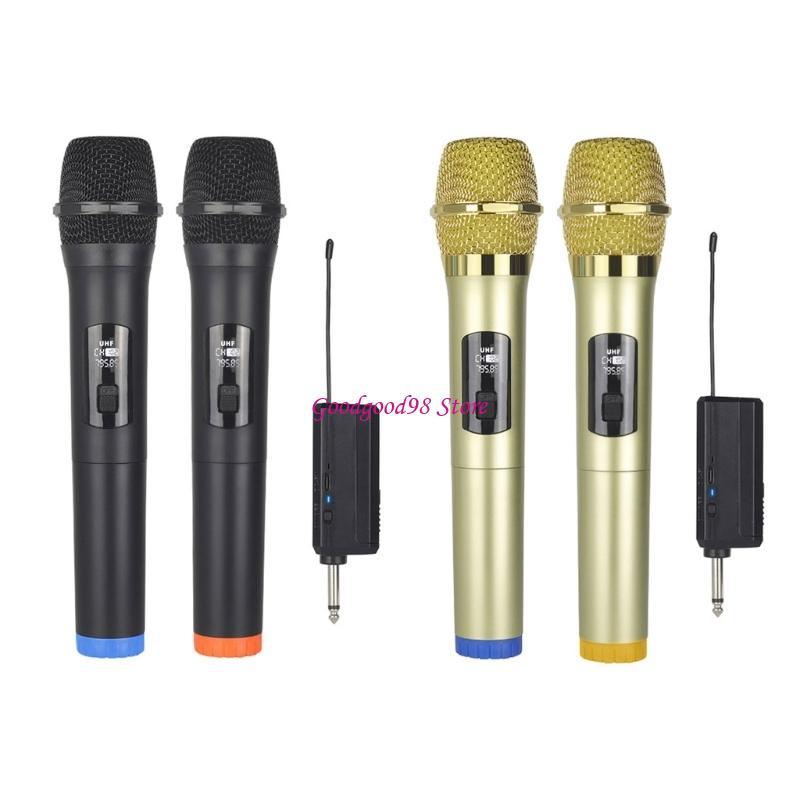 Wireless Microphone 2 Channel Double Handheld Microphone For Karaoke Party Home